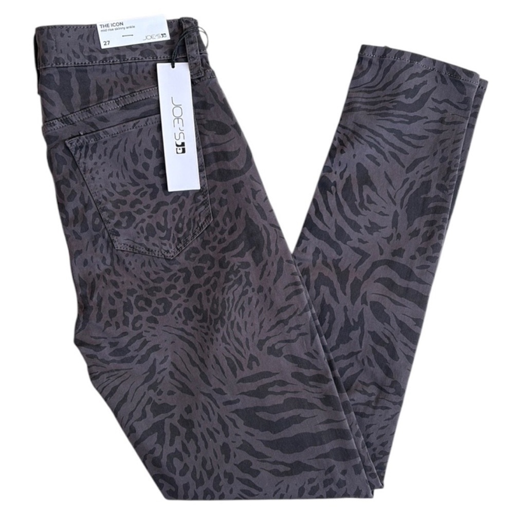 NWT Joe's Jeans Icon Mid Rise Skinny Ankle Grey Black Animal Print 27 Rtl. $188
